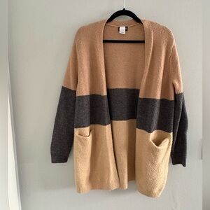 CENY Open-Front Colorblock Cardigan Sweater